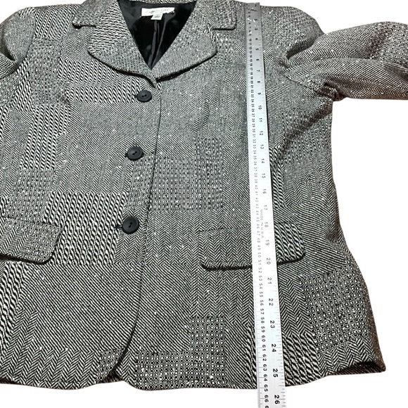 COLDWATER CREEK Wool Blend 3 Button Blazer Fully Lined Metallic Gold Thread Sz L - Picture 7 of 9